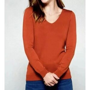 Love Elie Women's Size Small Burnt Orange Long Sleeve Criss Cross Back Shirt Top